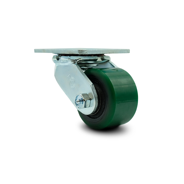 Service Caster 3.25 Inch Green Poly on Cast Iron Wheel Swivel Caster with Roller Bearing SCC SCC-30CS3420-PUR-GB